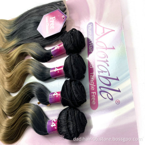 Adorable Full Packet Solution Synthetic Hair Bundles With Free 4*4 Machine Made Closure Amazing Body Wave 4pcs Ombre Color T1b27